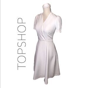 Topshop White Retro Midi Dress